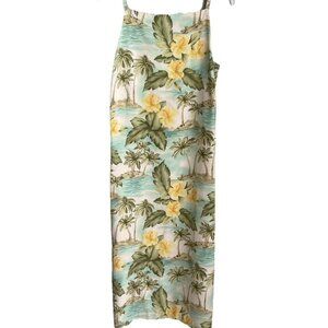 Vtg Tommy Bahama 100% Silk Sleeveless Hawaiian Maxi Dress Aloha